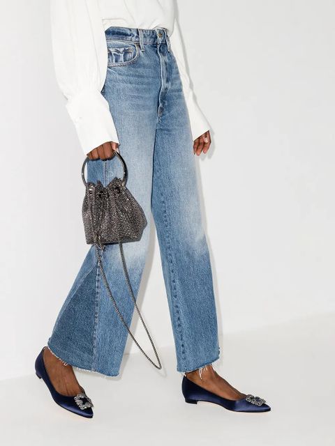 Manolo Blahnik Hangisi appliqué flat pumps - Blue - zdjęcie produktu nr 2