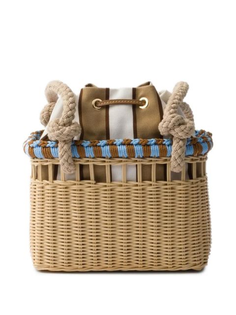 Prada mini Wicker bucket bag - Neutrals