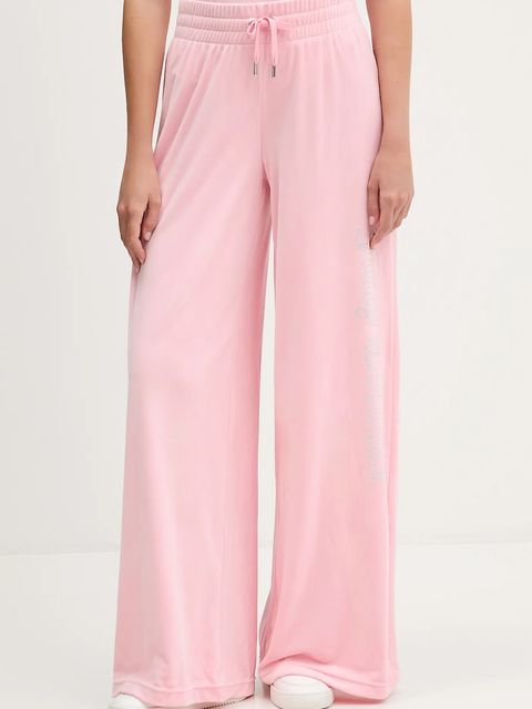 Juicy Couture spodnie dresowe welurowe damskie kolor różowy z aplikacją JCWBJ225309 - zdjęcie produktu nr 1