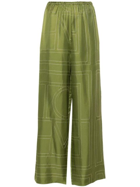 TOTEME monogram silk straight-leg trousers - Green - zdjęcie produktu nr 1