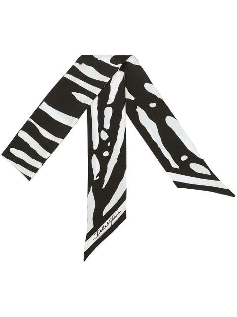 Dolce & Gabbana zebra-print twill headscarf - Black