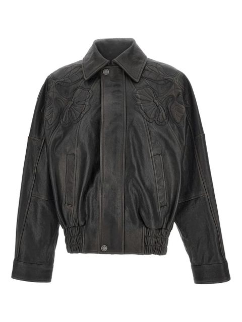 Golden Goose floral-embroidered leather bomber jacket - Brown - zdjęcie produktu nr 1