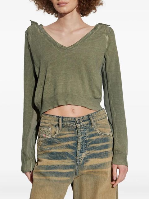 Diesel draped V-neck cotton sweater - Green