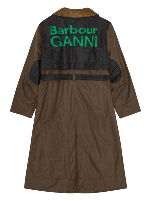 GANNI x Barbour buttoned belted coat - Brown
