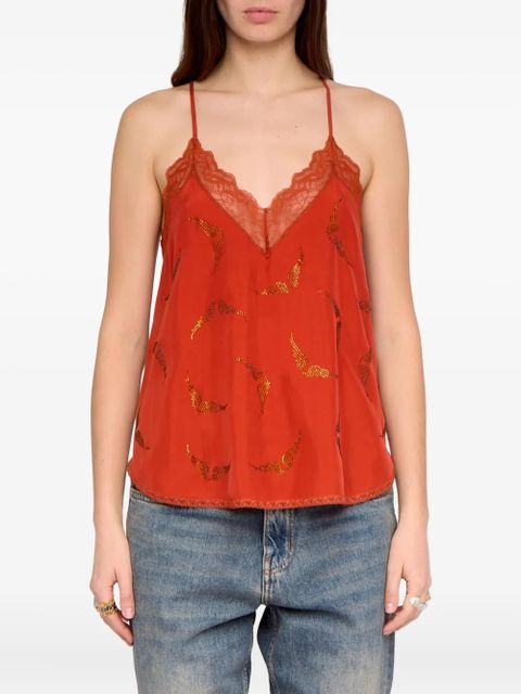 Zadig&Voltaire Christy lace strass top - Orange