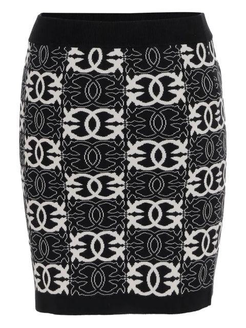 PINKO elasticated-waistband logo-patterned skirt - Black - zdjęcie produktu nr 2