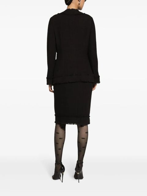 Dolce & Gabbana DG-plaque tweed midi skirt - Black