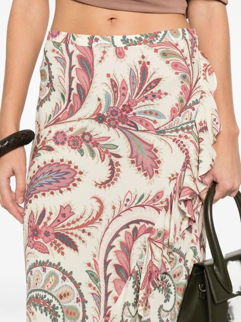 ETRO paisley asymmetric skirt - Neutrals