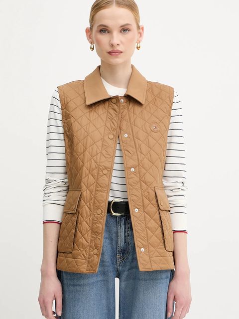 Tommy Hilfiger bezrękawnik damski kolor brązowy przejściowy WW0WW45638 - zdjęcie produktu nr 1