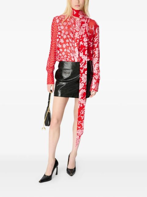 Marine Serre Glossy Moon leather skirt - Black