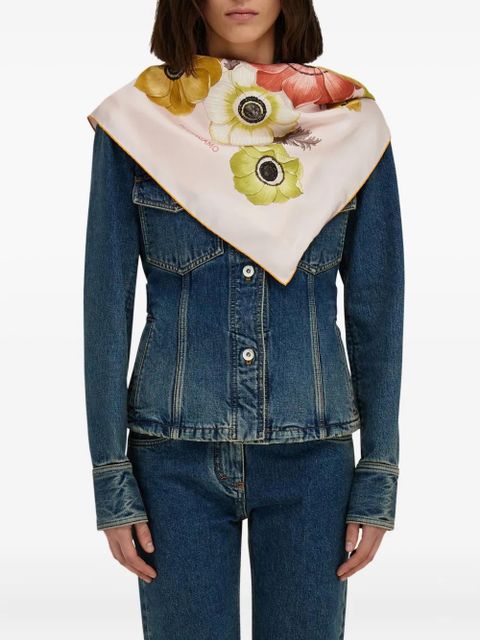 Ferragamo Anemone-print silk scarf - Pink