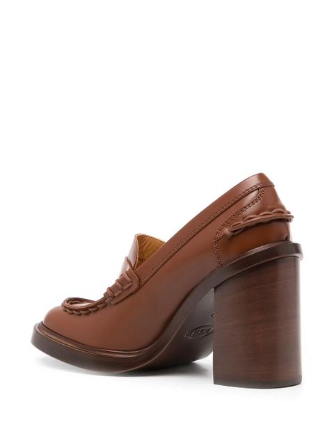 Tod's almond-toe block-heel loafers - Brown