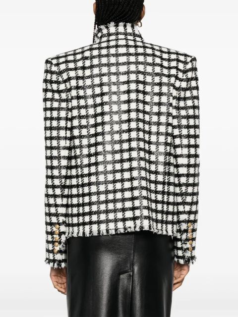 Balmain button-embellished checked jacket - Black