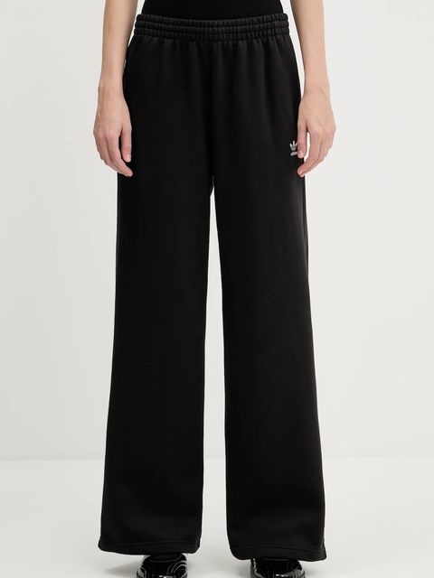 adidas Originals spodnie dresowe Essentials Wide Leg Fleece damskie kolor czarny gładkie JX5251