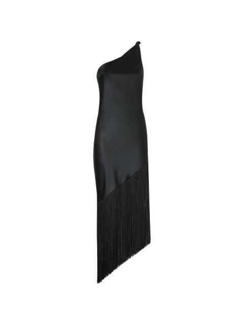 PINKO fringed one-shoulder midi dress - Black - zdjęcie produktu nr 1