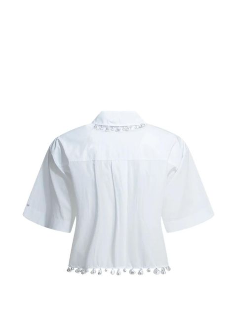 Max Mara pearl-embellished cropped shirt - White - zdjęcie produktu nr 2