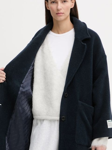 American Vintage płaszcz z dodatkiem wełny kolor granatowy ZIF17A