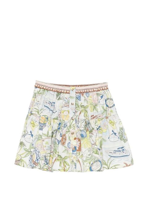 Maje postcard-print ruffled skirt - Green - zdjęcie produktu nr 1