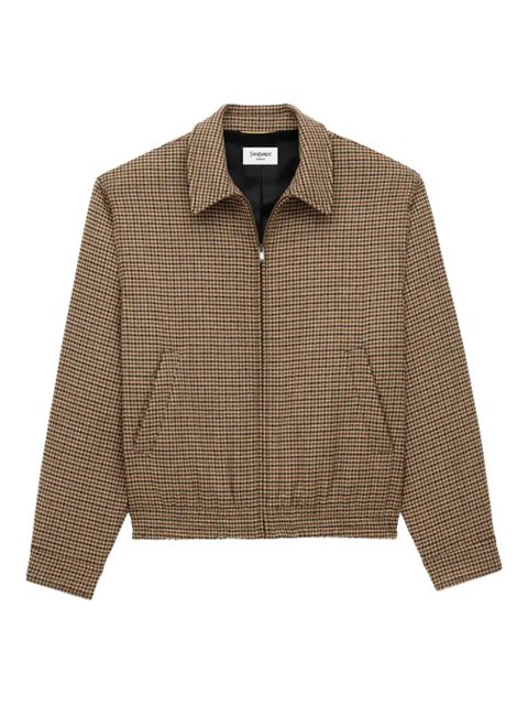 Saint Laurent checked zip-up bomber jacket - Brown - zdjęcie produktu nr 1
