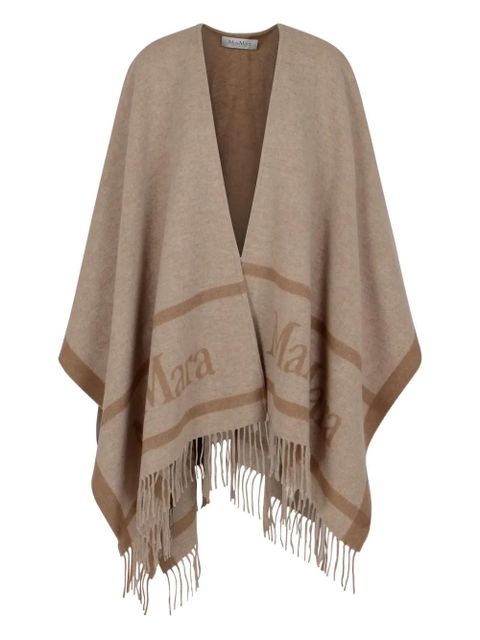 Max Mara logo-jacquard fringe-detail cape - Neutrals - zdjęcie produktu nr 1
