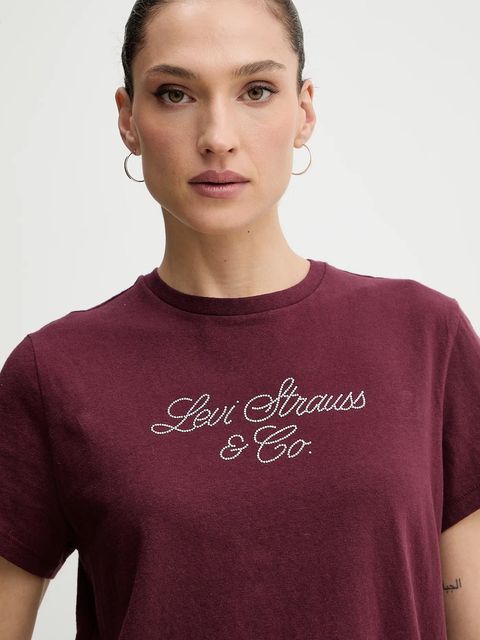 Levi's t-shirt bawełniany damski kolor bordowy A2226