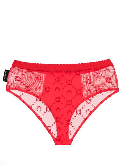 Marine Serre Moonogram-flocked mesh briefs - Red - zdjęcie produktu nr 2