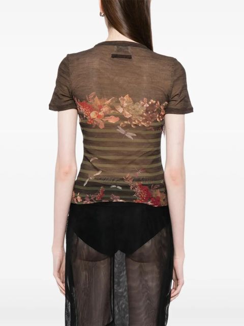 Jean Paul Gaultier floral-print T-shirt - Brown