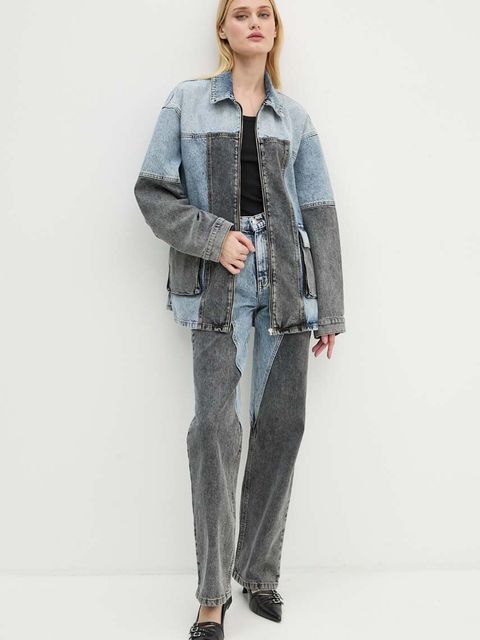 Rotate kurtka jeansowa Oversized Patchwork Jacket damska kolor niebieski przejściowa oversize 1128221603