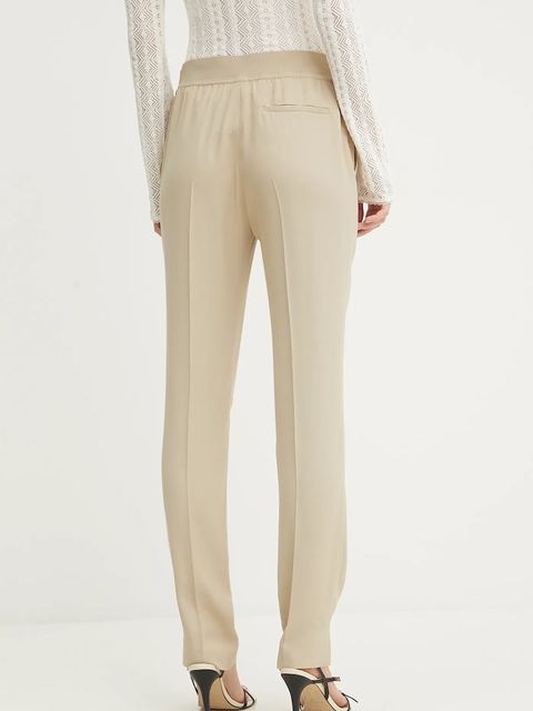 BOSS spodnie damskie kolor beżowy dopasowane high waist 50541990