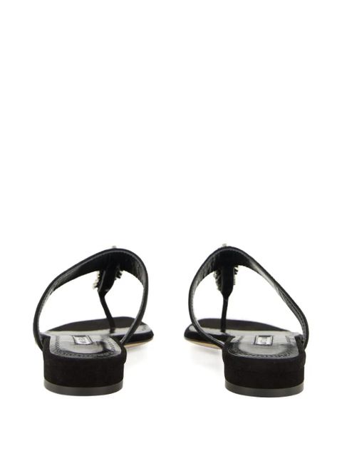Manolo Blahnik crystal-embellished flat sandals - Black