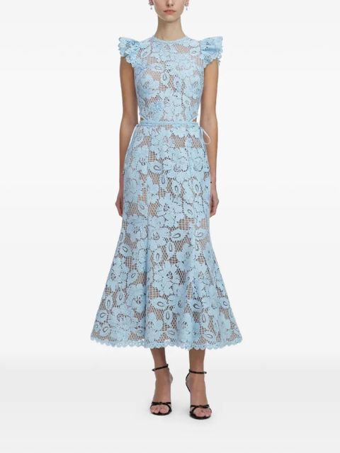 Self-Portrait floral-embroidered midi dress - Blue - zdjęcie produktu nr 1