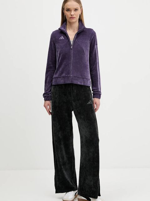 adidas bluza welurowa Tiro damska kolor fioletowy gładka JM1816