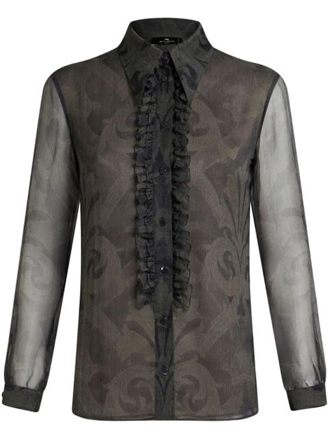 ETRO printed ruched shirt - Grey - zdjęcie produktu nr 1