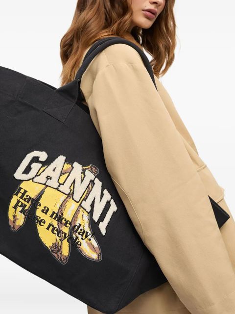 GANNI canvas tote bag - Black