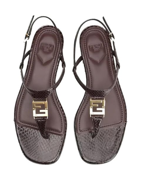 FENDI Fold logo-detail leather sandal - Brown - zdjęcie produktu nr 2