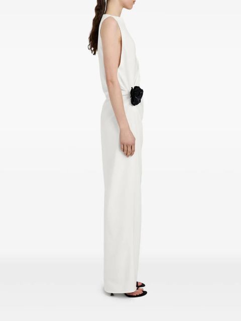 Proenza Schouler rose-embellished draped maxi evening dress - White