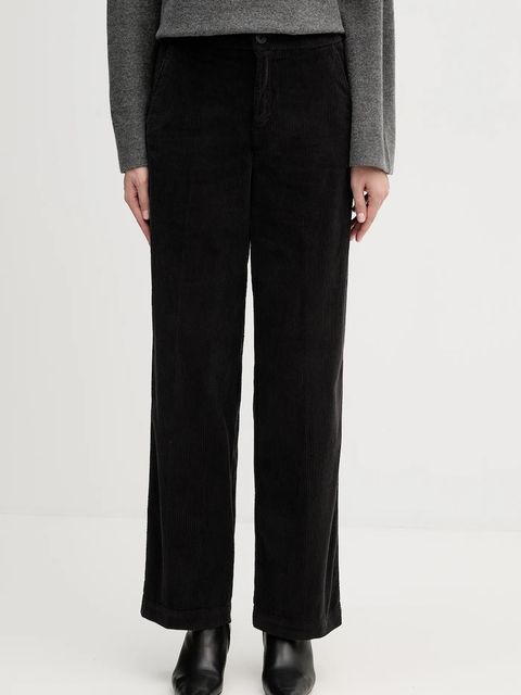 United Colors of Benetton spodnie sztruksowe kolor czarny proste high waist 4HA2DF07I - zdjęcie produktu nr 1