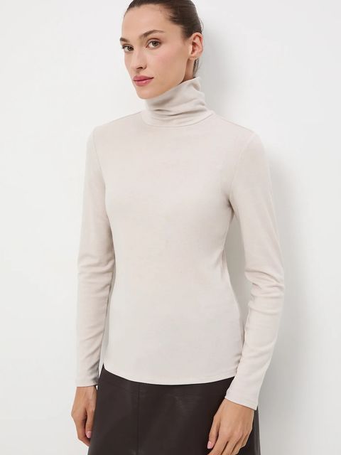 Medicine longsleeve z wełną kolor beżowy z golfem