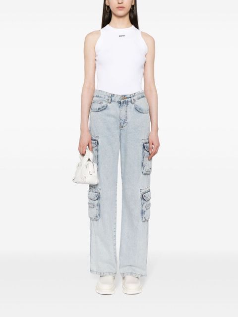 Off-White embroidered-logo ribbed tank top