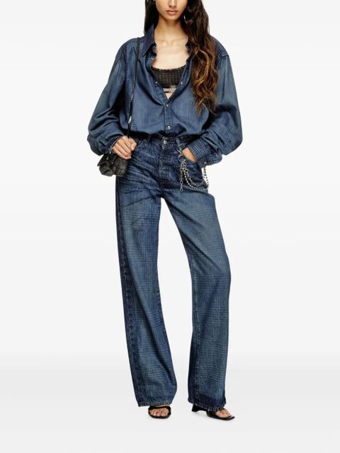 Diesel Ariel Dnm houndstooth print cotton bra - Grey