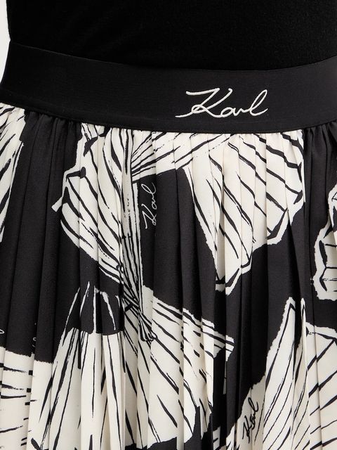 Karl Lagerfeld spódnica COMMERCIAL PLEATED kolor czarny midi rozkloszowana B1W12008