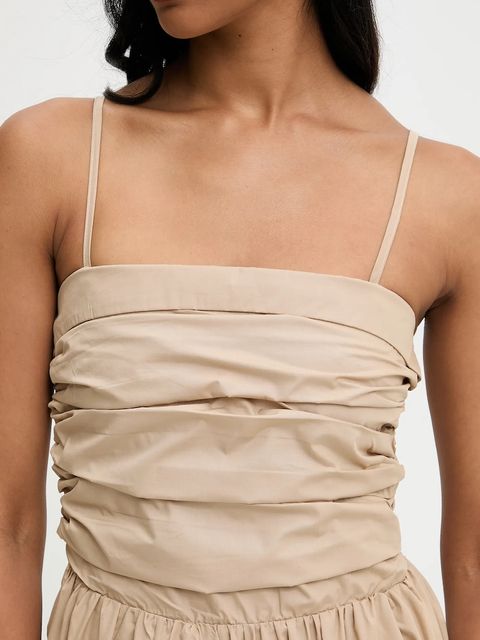 Answear.LAB sukienka kolor beżowy midi rozkloszowana