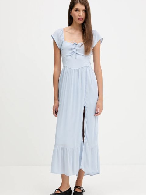 Hollister Co. sukienka kolor niebieski maxi rozkloszowana KI359-5298