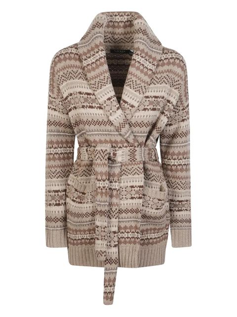 Lauren Ralph Lauren patterned belted cardigan - Neutrals - zdjęcie produktu nr 1