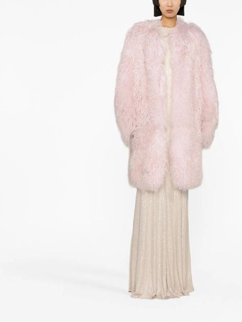 Magda Butrym shag shearling long coat - Pink