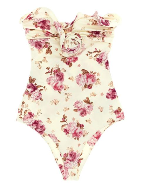 Magda Butrym RE26 ruffled floral-print swimsuit - Neutrals - zdjęcie produktu nr 1