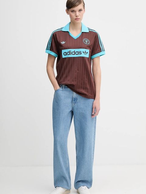 adidas Originals t-shirt Football Tee damski kolor brązowy JY3542