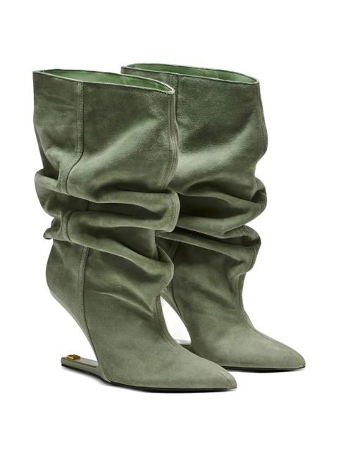 Balmain No Wedge suede ankle boots - Green - zdjęcie produktu nr 2