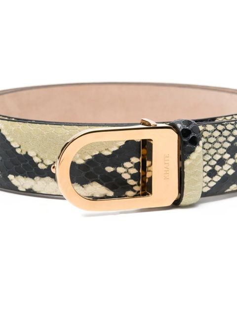 KHAITE snakeskin-effect buckled belt - Neutrals