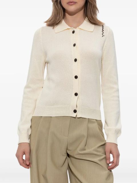 Marni logo-embroidered cardigan - Neutrals - zdjęcie produktu nr 2